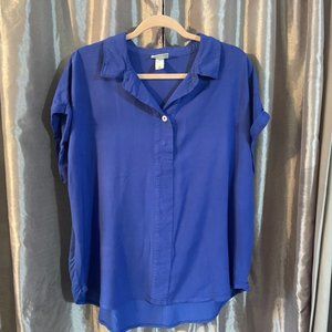 1X Ava Viv, Blue, short sleeve blouse